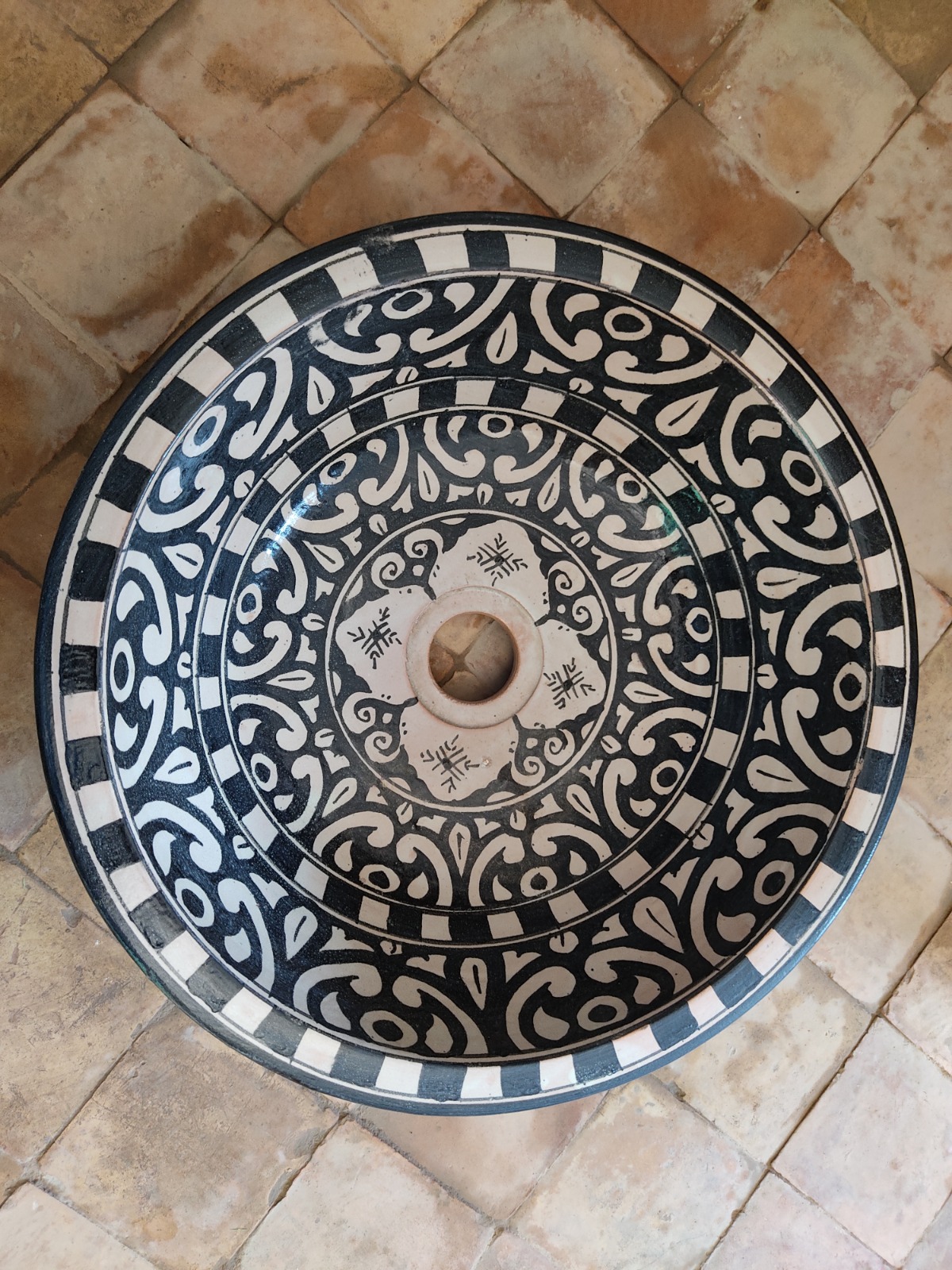 Round Ceramic Sink in Moroccan Style, Handcrafted Bathroom or Kitchen Sink, Colorful Basin, Vibrant Sink