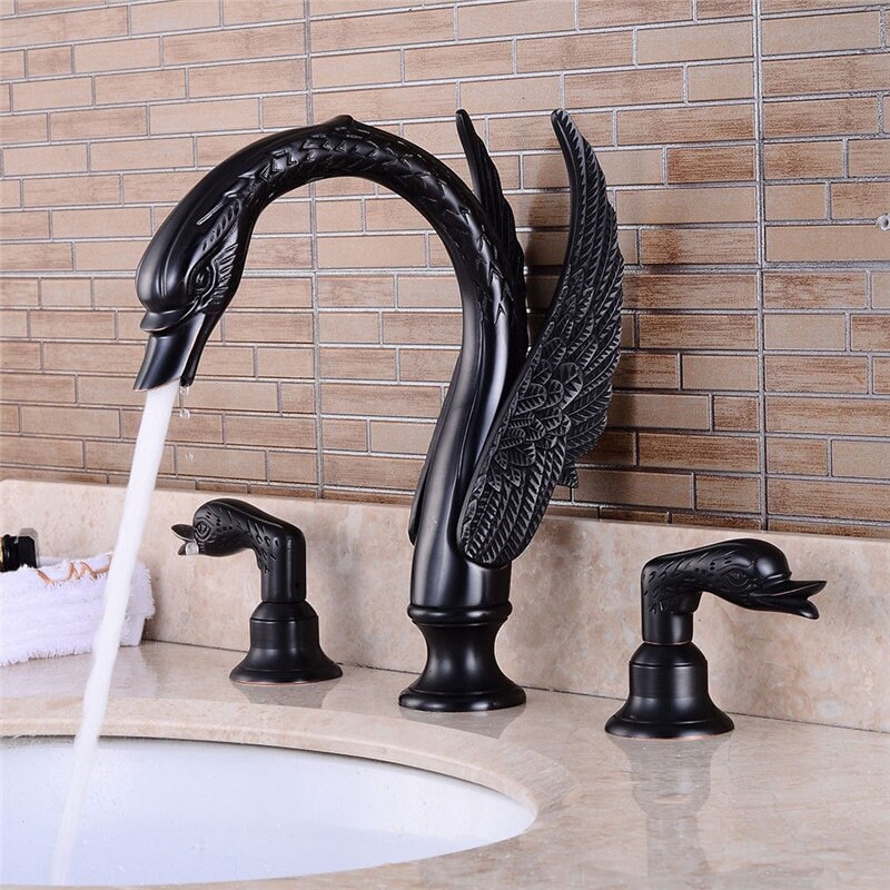 Black Swan Bathroom Faucet , Bathroom Vanity , Nickel Tap , Gold Faucet , Bathroom Tap - Image 2