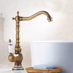 Blue and White Porcelain Handle Tap , Bathroom Brass Faucet