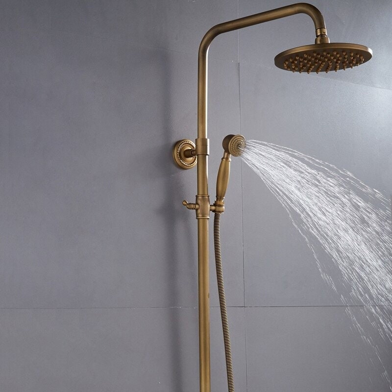 Shower Faucets Antique Color Bathroom Faucet Brass Bath Rainfall With Spray Shower Head Europe Faucet Bath Shower - Image 4