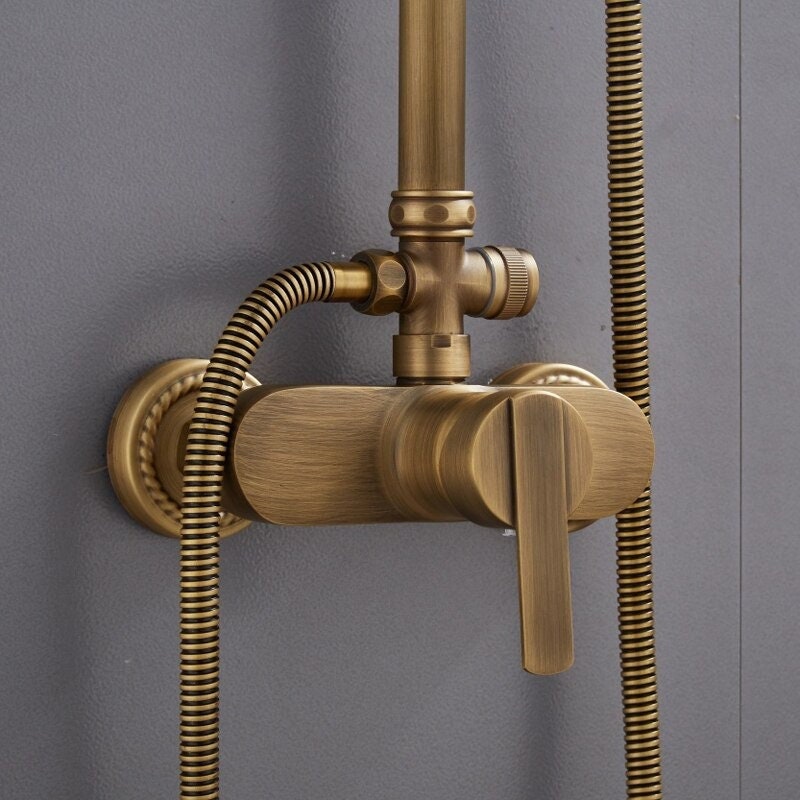 Shower Faucets Antique Color Bathroom Faucet Brass Bath Rainfall With Spray Shower Head Europe Faucet Bath Shower - Image 6