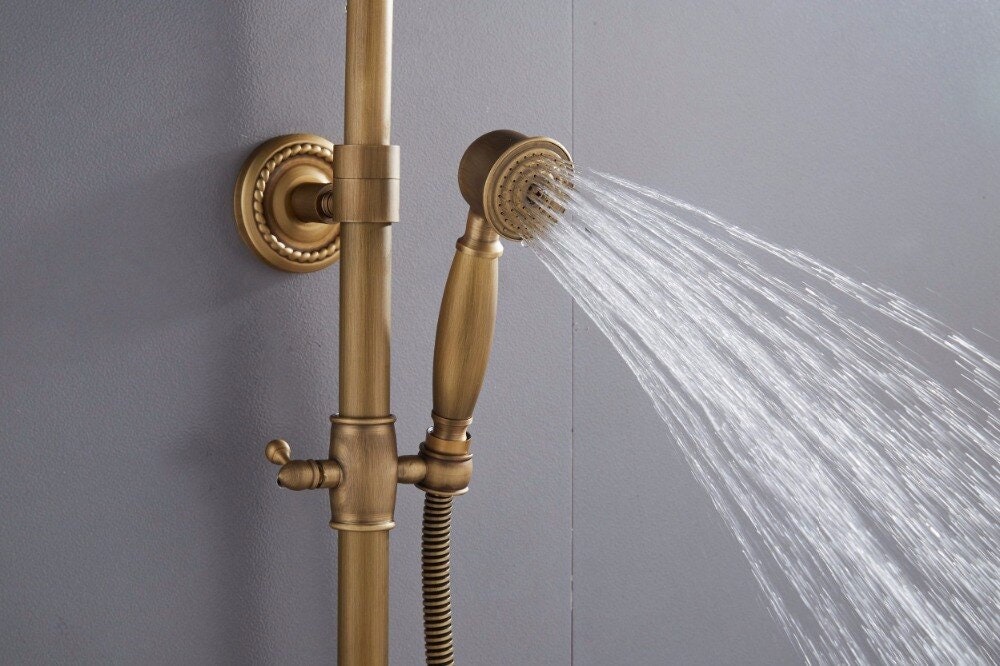 Shower Faucets Antique Color Bathroom Faucet Brass Bath Rainfall With Spray Shower Head Europe Faucet Bath Shower - Image 5