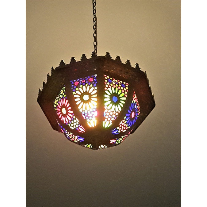 Beautiful Exotic Chandelier, Pendant light, Moroccan design, Morocco lamp, Handmade from Brass and Colored Glass, Customization on demand - Image 4