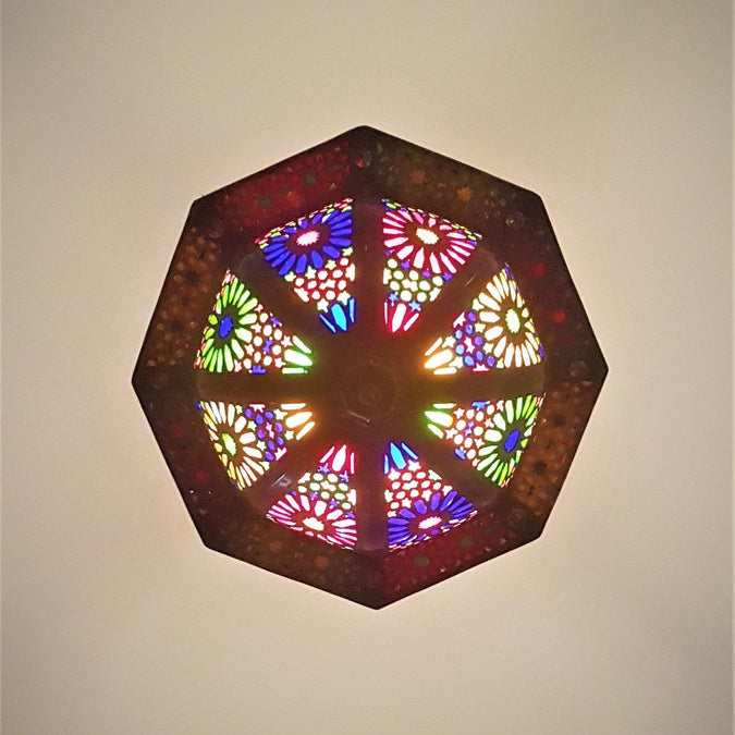 Beautiful Exotic Chandelier, Pendant light, Moroccan design, Morocco lamp, Handmade from Brass and Colored Glass, Customization on demand - Image 5